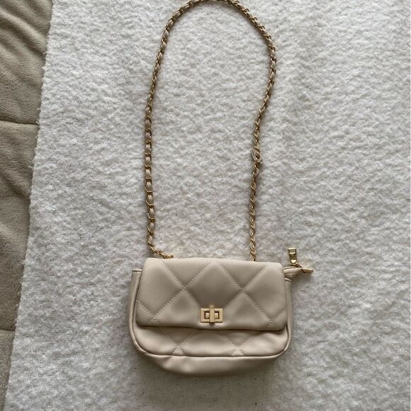 Urban Expressions Cream Quilted Chain Bag Purse - Vegan Leather Bag - Picture 1 of 7
